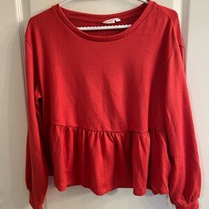 Joe Fresh Jillian Harris Women's Long Sleeve Red peplum Top